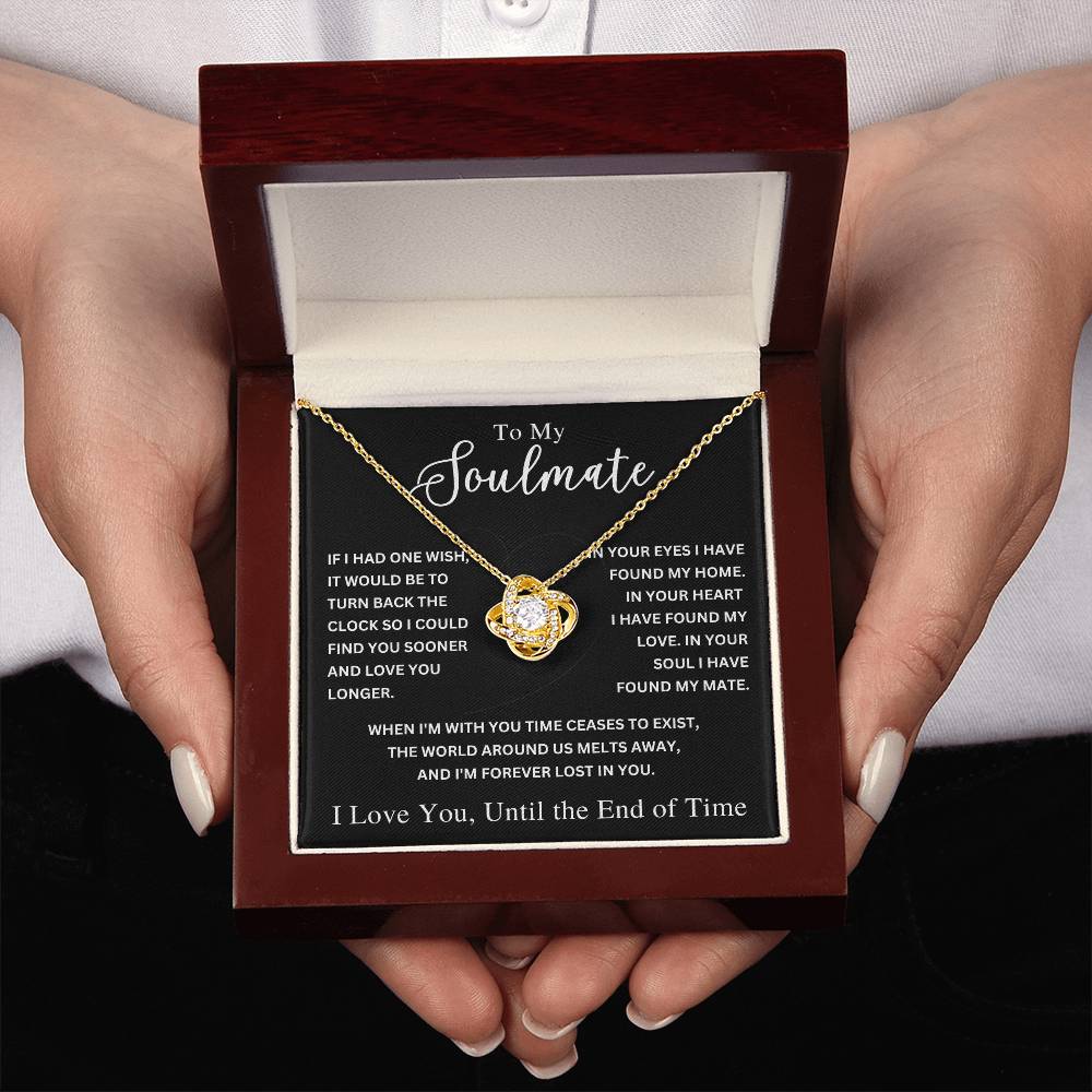 Gift for Soulmate "If I Had One Wish" Love Knot Necklace