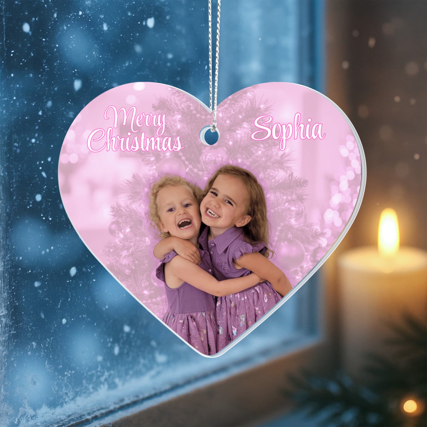 Pink Heart Christmas Ornament - Sophia