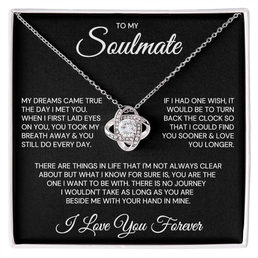 Gift for Soulmate "My Dreams Came True" Love Knot Necklace