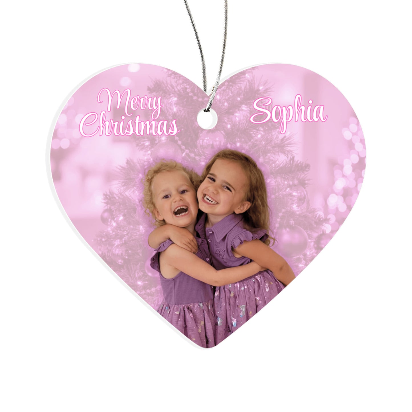 Pink Heart Christmas Ornament - Sophia