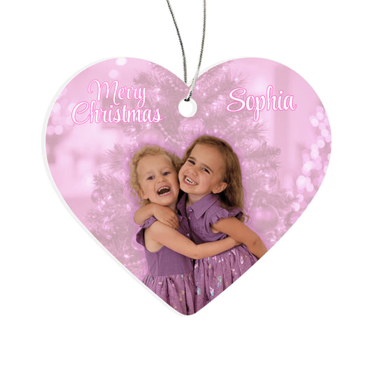 Pink Heart Christmas Ornament - Sophia