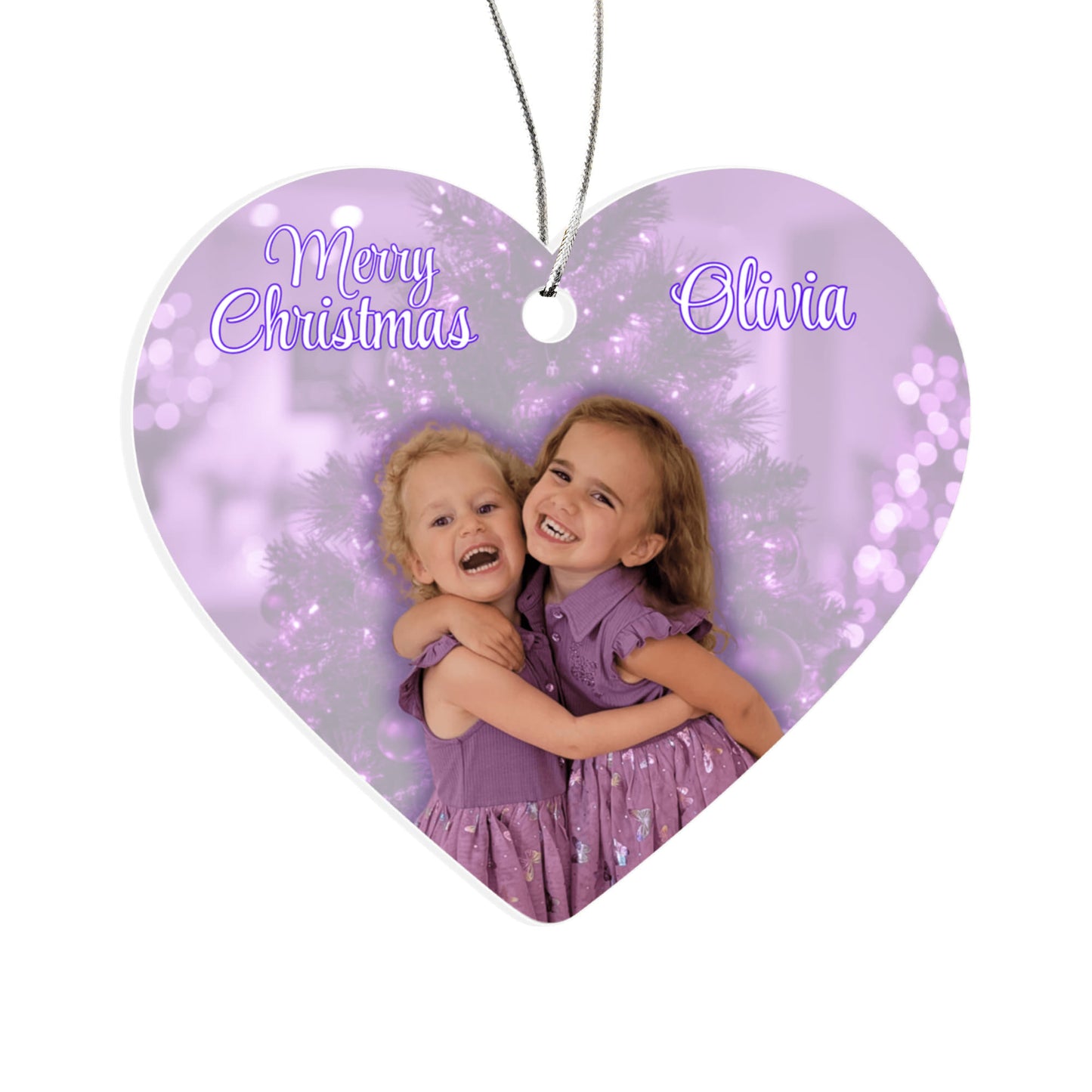 Purple Christmas Heart Ornament - Olivia