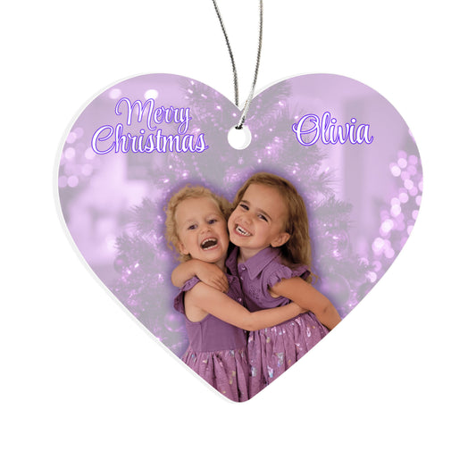 Purple Christmas Heart Ornament - Olivia