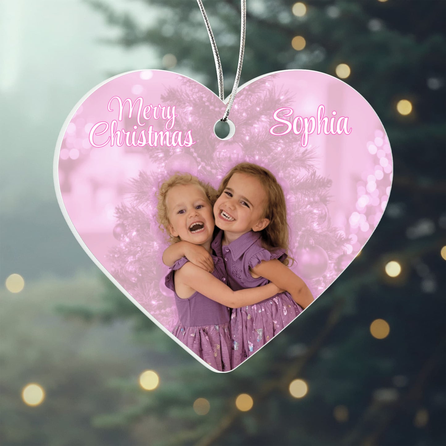 Pink Heart Christmas Ornament - Sophia